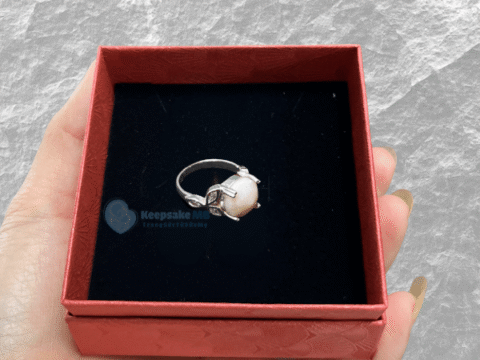 nhẫn sữa mẹ đá tròn _Keepsake MB_Trang sức làm từ sữa mẹ