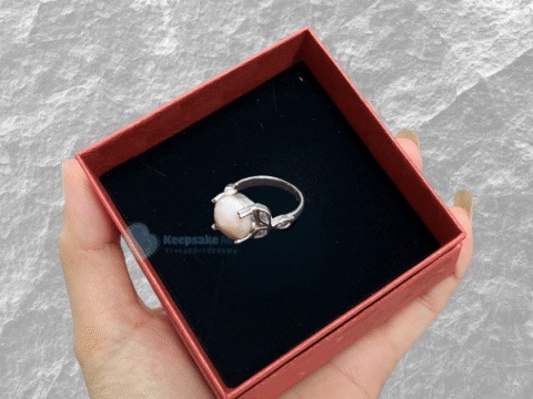 nhẫn sữa mẹ đá tròn _Keepsake MB_Trang sức làm từ sữa mẹ